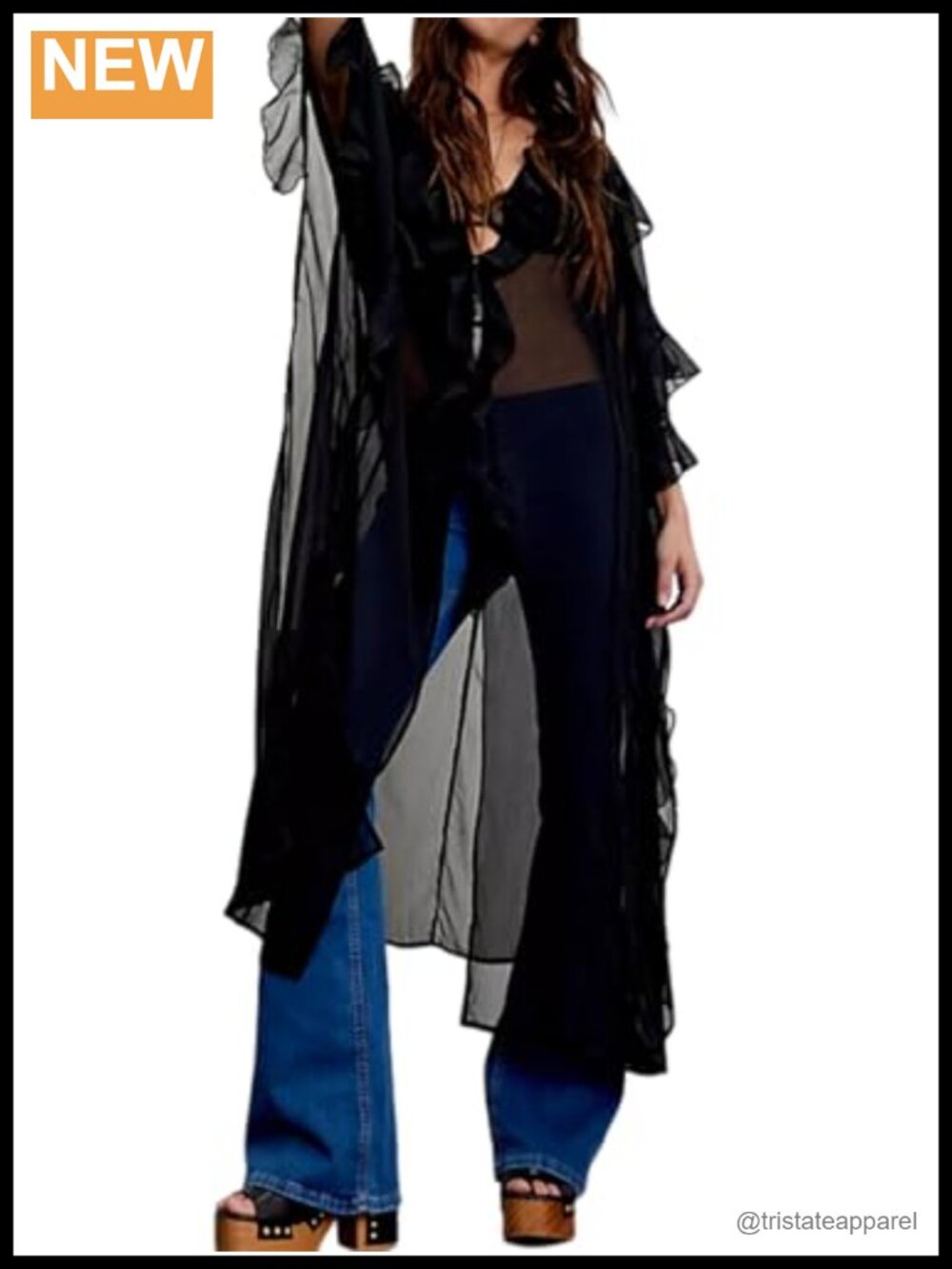 Women's Sheer Chiffon Kimono Cardigan Flowy Boho Blouse